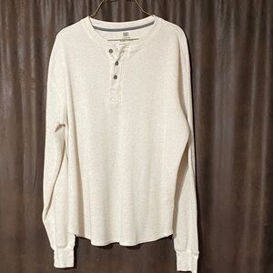 Faded Glory Men's Beige Long Sleeve Henley Size L